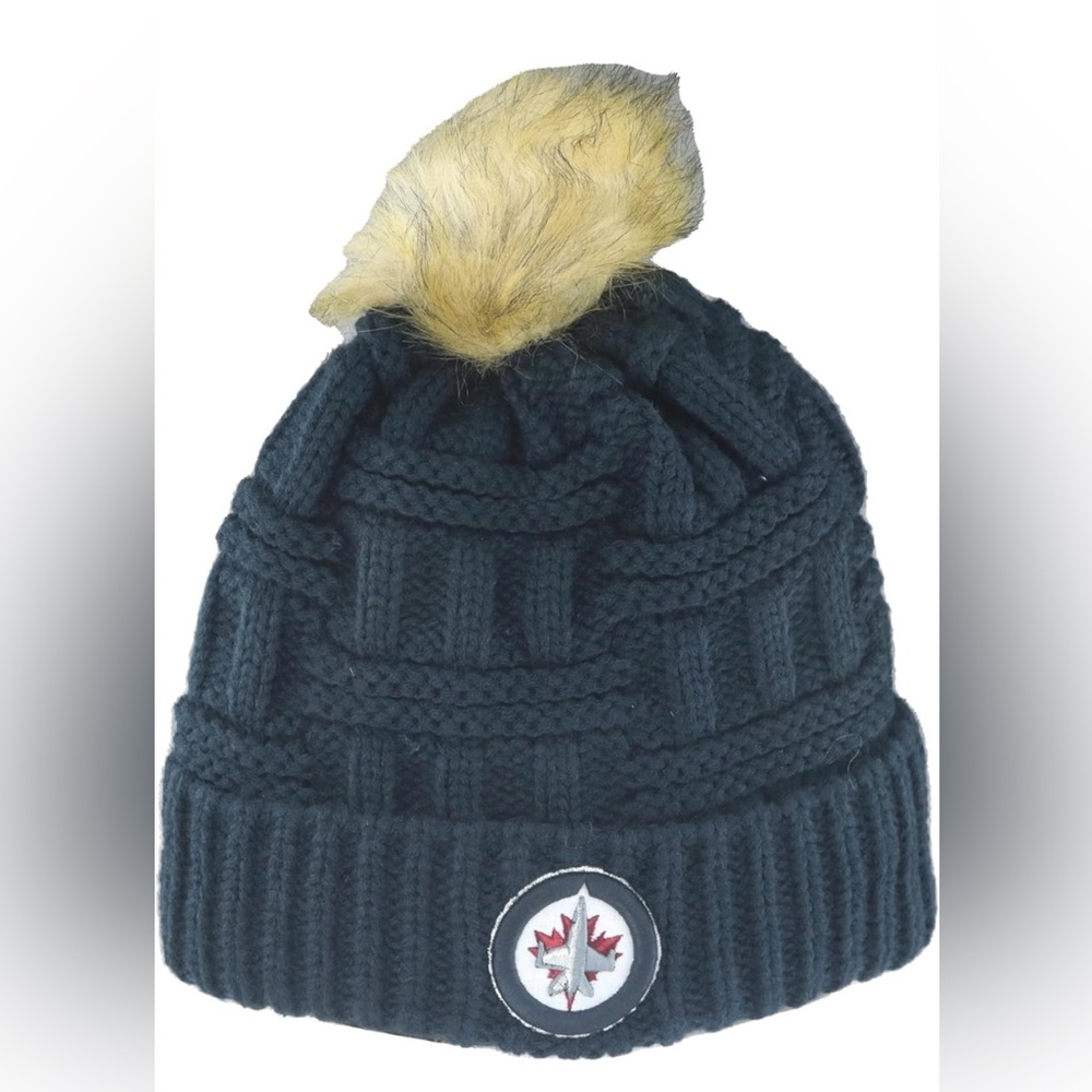 ZHATS NHL Winnipeg Jets Women's Beanie Faux Fur Pom NEW